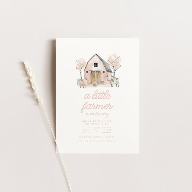 Pink Barn Farm Barnskinvitation Inbjudningar (Skapare uppladdad)