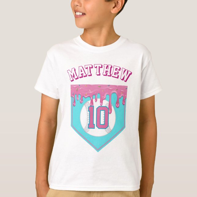 Pink Baseball Drip T Shirt (Framsida)