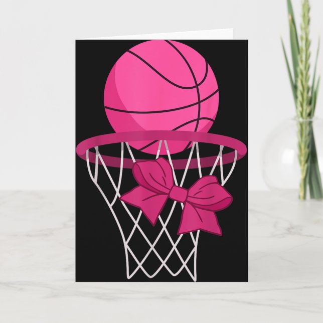 Pink Basketball Bow Hoop Sporty Design For Athlete Kort (Framsida)