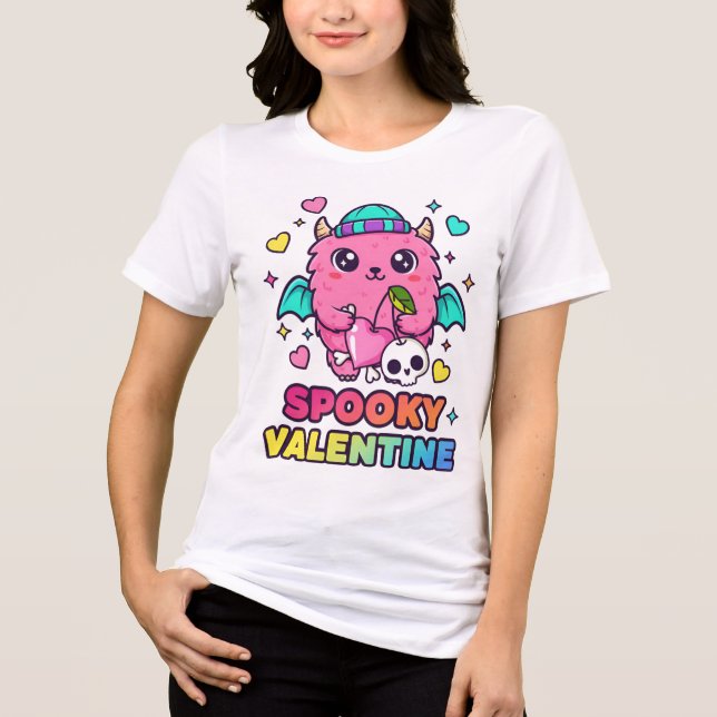 Pink Bat with Skull & Stars for Alt Romance T Shirt (Framsida)