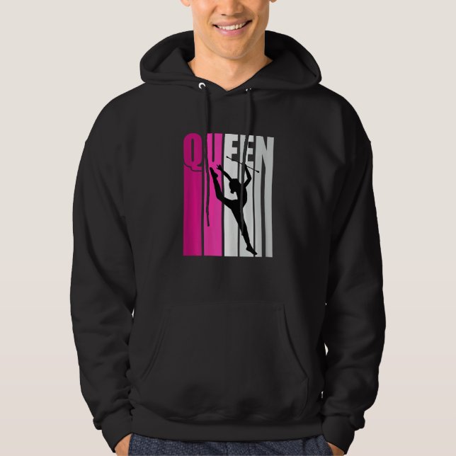 Pink Baton Twirling Gymnast Queen Gymnastics Daugh Hoodie (Framsida)