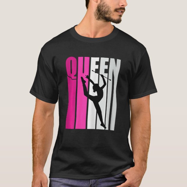 Pink Baton Twirling Gymnast Queen Gymnastics Daugh T Shirt (Framsida)