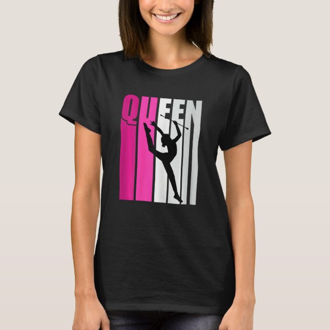 Pink Baton Twirling Gymnast Queen Gymnastics Daugh T Shirt (Framsida)