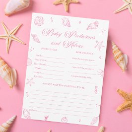 Pink Beach Baby Shower Baby Predictions Game Card Inbjudningar