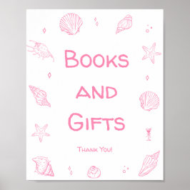 Pink Beach Baby Shower Books and Gifts Poster
