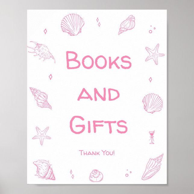Pink Beach Baby Shower Books and Gifts Poster (Framsidan)
