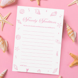 Pink Beach Baby Shower Family Traditions Game Card Inbjudningar