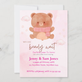 Pink Bear Baby Shower Invitation | Cute & Customis Inbjudningar