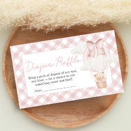 Pink Bear Bearly Wait Baby Shower Diaper Raffle Tilläggskort
