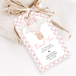 Pink Bear Bearly Wait Baby Shower Favor Tags Presentetikett
