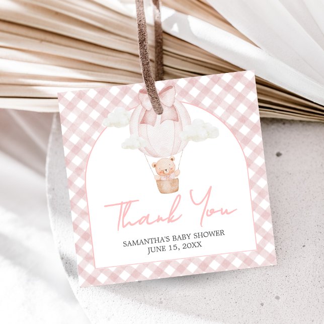 Pink Bear Bearly Wait Baby Shower  Gåvor Etiketter (Bearly Wait Baby Shower Favor Tags)