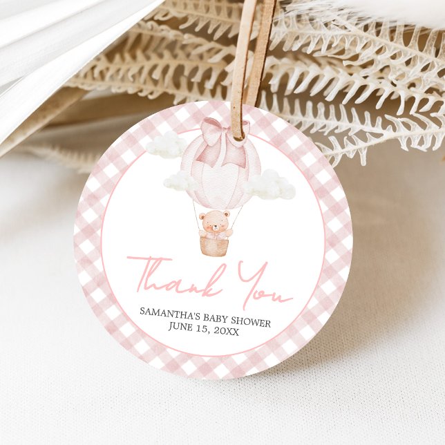 Pink Bear Bearly Wait Baby Shower  Gåvor Etiketter (Bearly Wait Baby Shower Favor Tags)