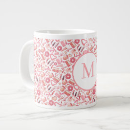 Pink Beauty & Makeup Seamless Pattern Girly  Jumbo Mugg