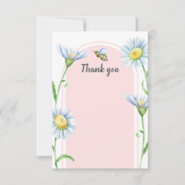 Pink Bee with Daisies Thank You Cards Tack Kort