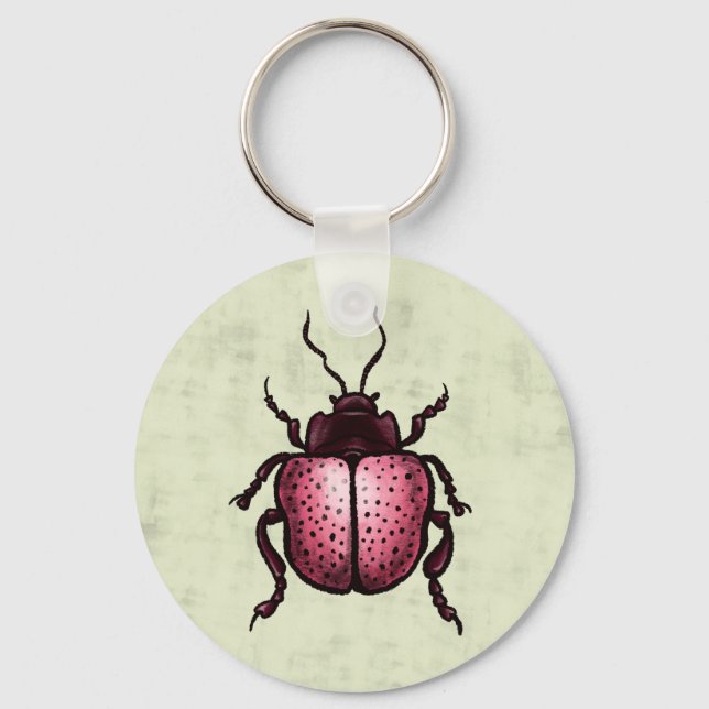 Pink Beetle QR Code Cute Insect Art Entomology Nyckelring (Framsida)
