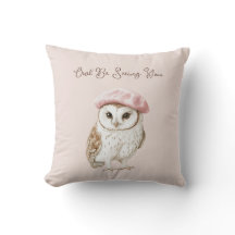 Pink Beret Brown White Owl Be Seeing You