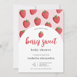 Pink Berry Sweet Strawberry Baby Shower Inbjudningar