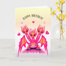 Pink Birthday Dragon Kort