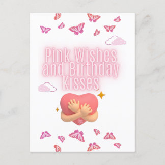 "Pink Birthday Wishes Card" Vykort