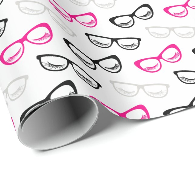 Pink Black and Gray Sunglasses Wrapping Paper Presentpapper (Rullad Hörn)