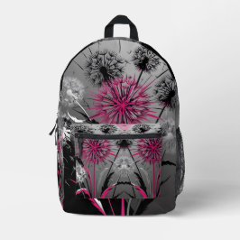 Pink Black and White Dandelions Print Cut Sew Bag