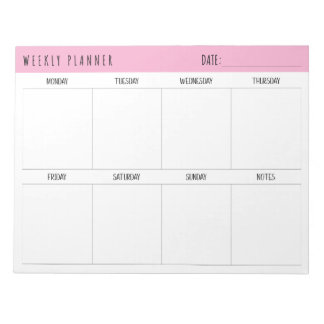 Pink, Black and White, Weekly Planner, Anteckningsblock