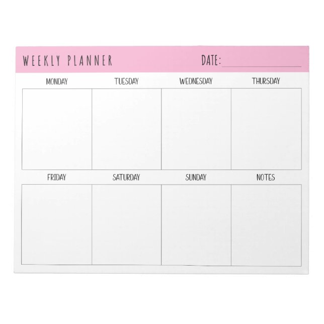 Pink, Black and White, Weekly Planner, Anteckningsblock (Framsida)