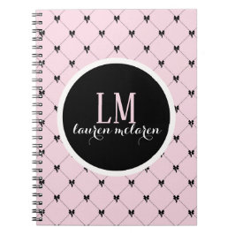 Pink & Black Bow Monogram Notebook Anteckningsbok