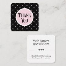 Pink & Black Bow Monogram Thank You Card