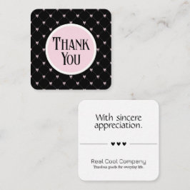 Pink & Black Bow Monogram Thank You Card Tilläggskort