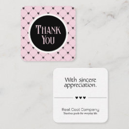 Pink & Black Bow Monogram Thank You Card Tilläggskort