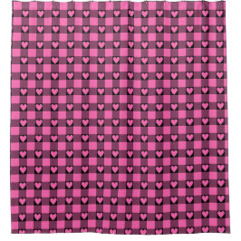 Pink Black Buffalo Heart Plaid