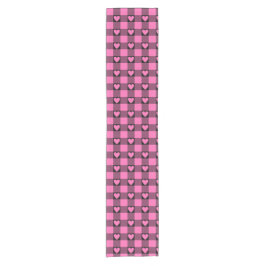 Pink Black Buffalo Heart Plaid Table Runner