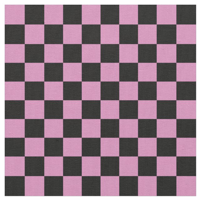 Pink & Black Checkerboard Tyg (Närbild)