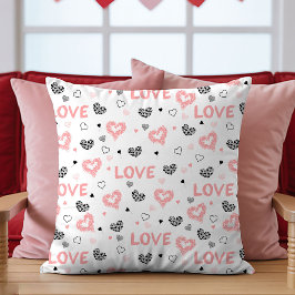 Pink Black Heart Art Pillow Cute I Love You Gift Kudde