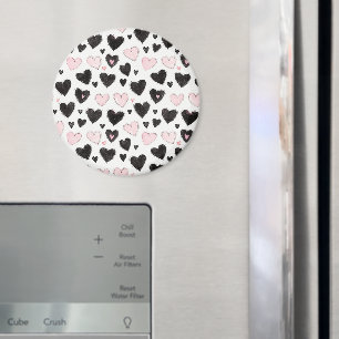 Pink Black Hearts födelsedag Magnet