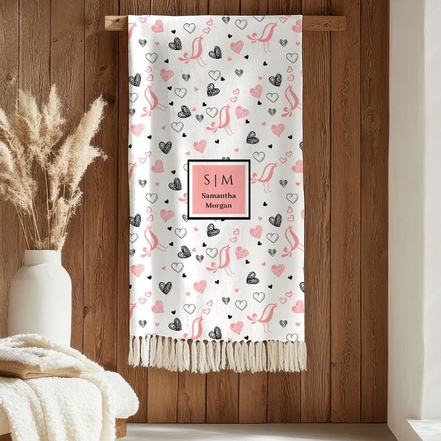 Pink Black Hearts Sweet I Love You Wedding Gift   Fleecefilt (Pink Black Hearts Sweet I Love You Wedding Gift blanket

)