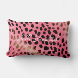 Pink Black Leopard Print Abstract Lumbarkudde