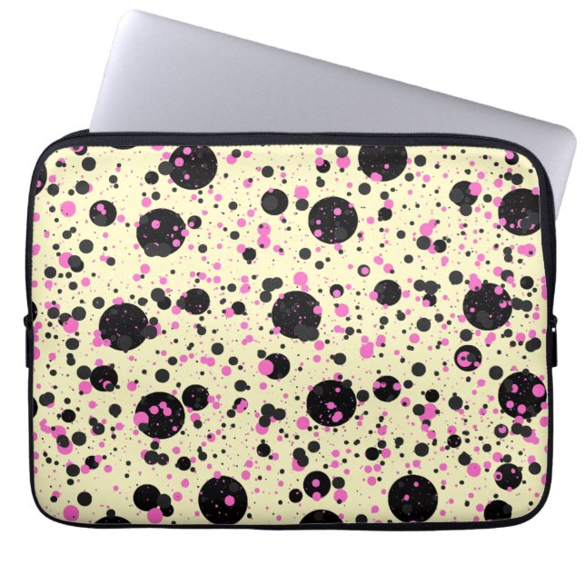 Pink & Black Polka Dot Glam Pattern Laptop Fodral (Framsidan)