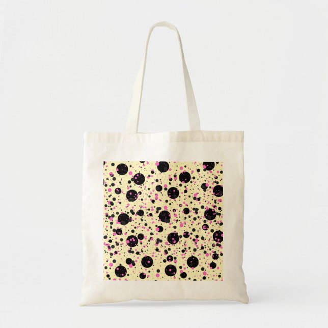 Pink & Black Polka Dot Glam Pattern Tygkasse (Framsidan)