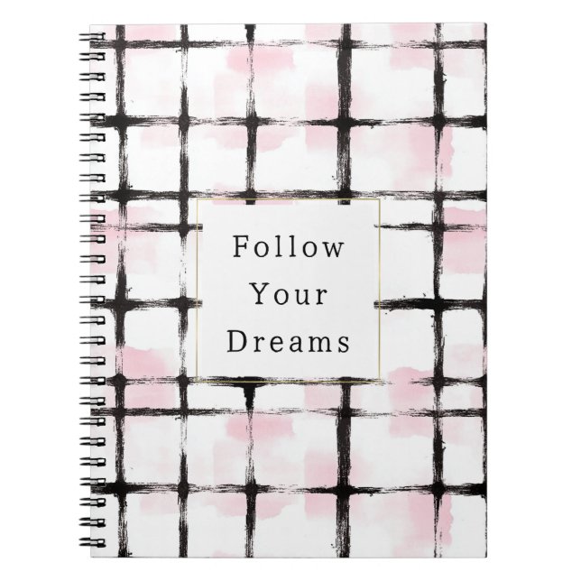Pink Black Stripes Follow your dreams Anteckningsbok (Framsidan)