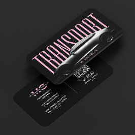 Pink Black Transport Driver Auto Rent Chauffeur Visitkort