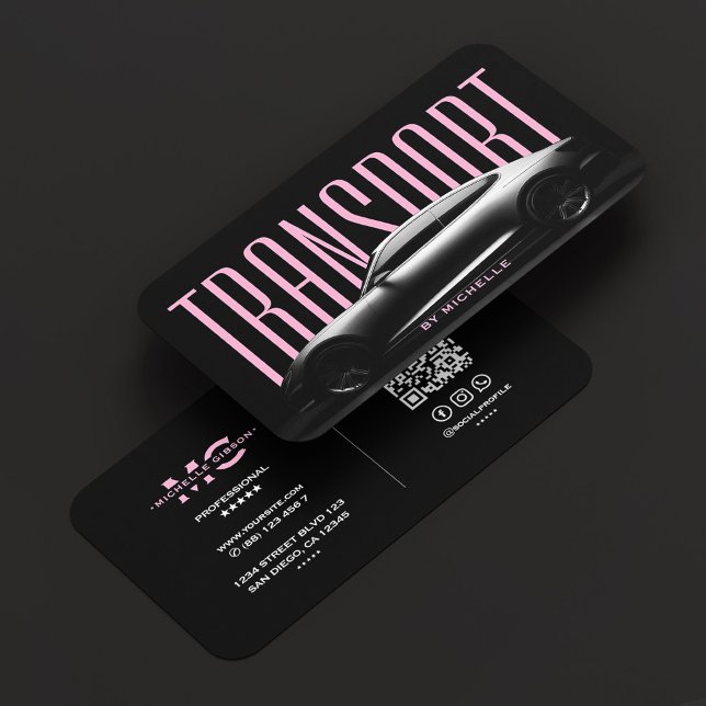 Pink Black Transport Driver Auto Rent Chauffeur Visitkort (Pink Black Transport Driver Auto Rent Chauffeur Business Card
)