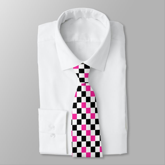 Pink Black White Checkered Pattern Design  Slips (Bunden)