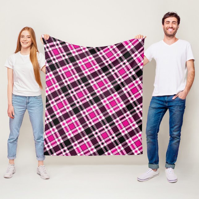 Pink Black White Flannel Tartan Pattern Design  Fleecefilt (Skapare uppladdad)