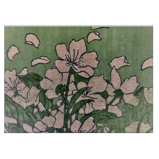 Pink Blossom Green Cutting Board (Framsidan)