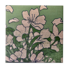 Pink Blossom Green Kakelplatta