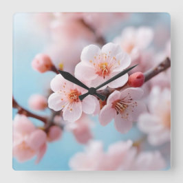 Pink Blossom Magic Fyrkantig Klocka