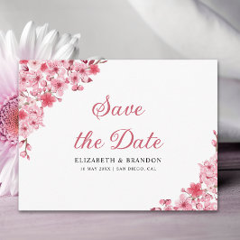Pink Blossom Wedding – Elegant Sakura Flowers Vykort