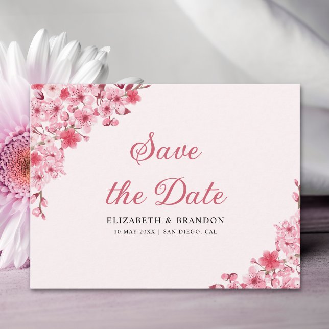Pink Blossom Wedding – Elegant Sakura Flowers Vykort (Skapare uppladdad)